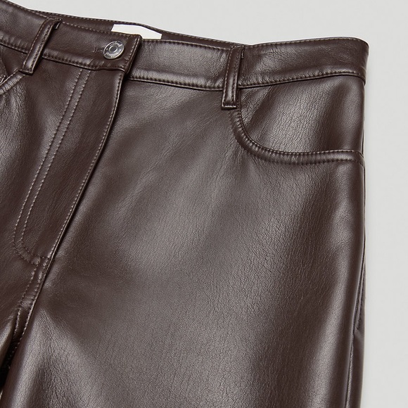 Aritzia Melina High-waisted, Vegan Leather pants in Rich Mocha Brown, Size 2 - Picture 6 of 10